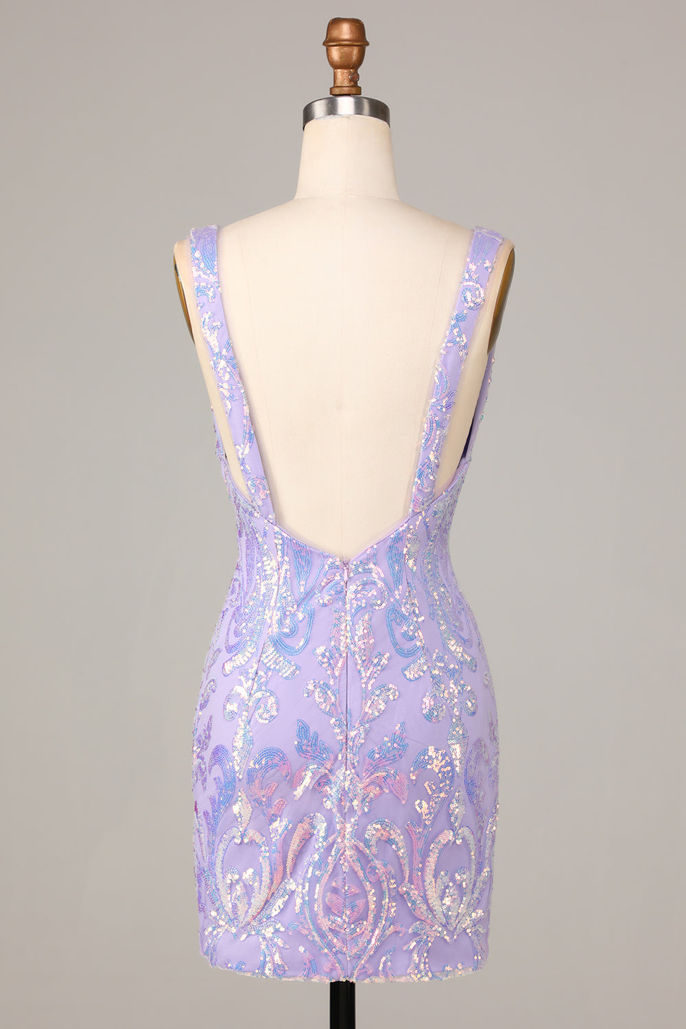 Lost In Your Eyes Bodycon V-Neck Lilac Sequins Short Ball Dress