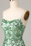 Bodycon Spaghetti Straps Green Sequins Short Ball Dress