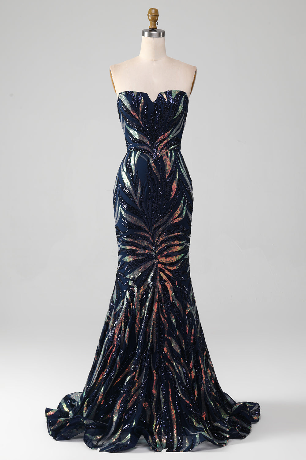 Sparkly Navy Mermaid Sequins Long Ball Prom Dress
