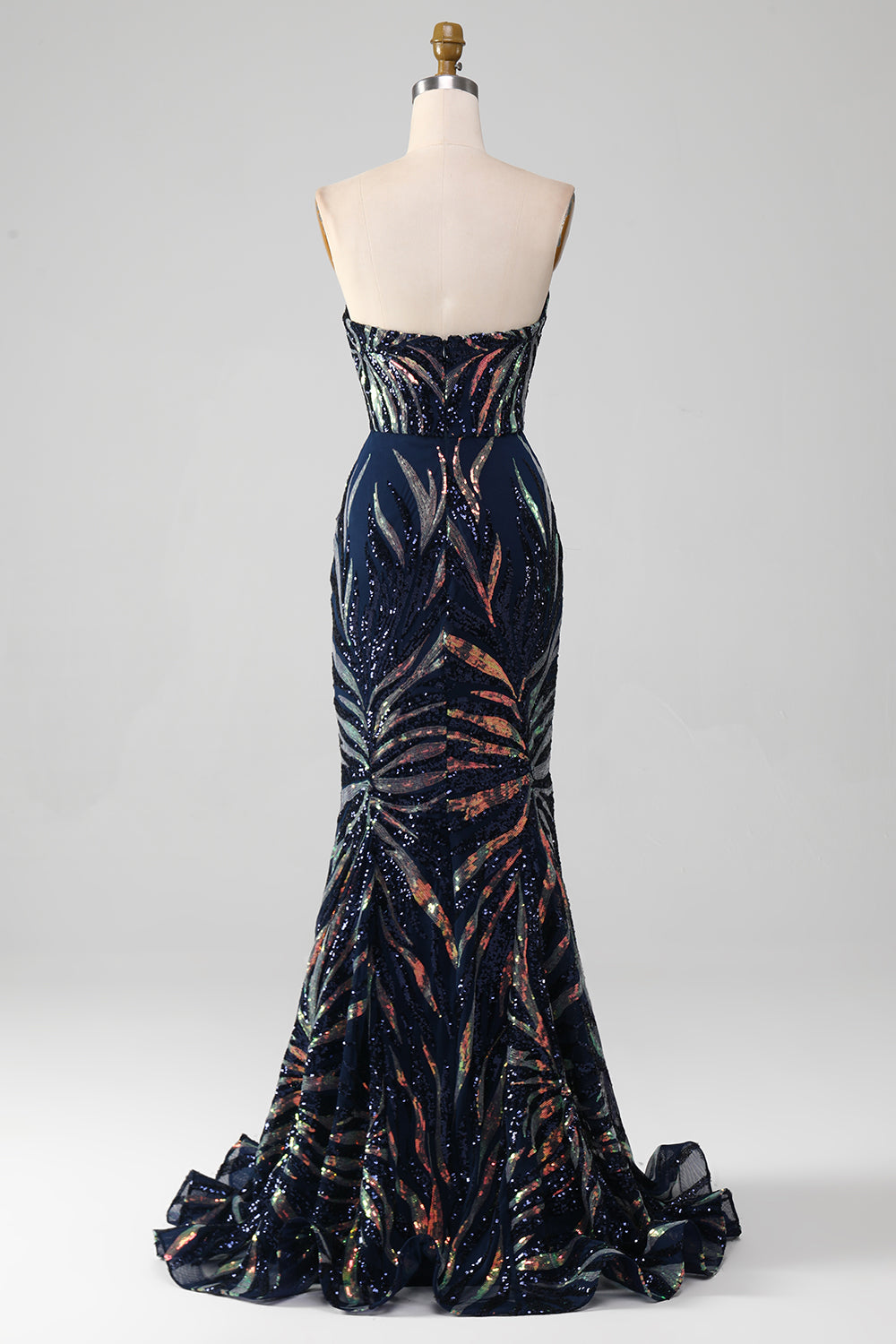 Sparkly Navy Mermaid Sequins Long Ball Prom Dress