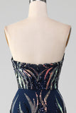 Sparkly Navy Mermaid Sequins Long Ball Prom Dress