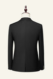 Black Notched Lapel 3 Piece Men's Wedding Suits