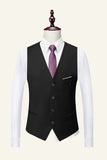 Black Notched Lapel 3 Piece Men's Wedding Suits