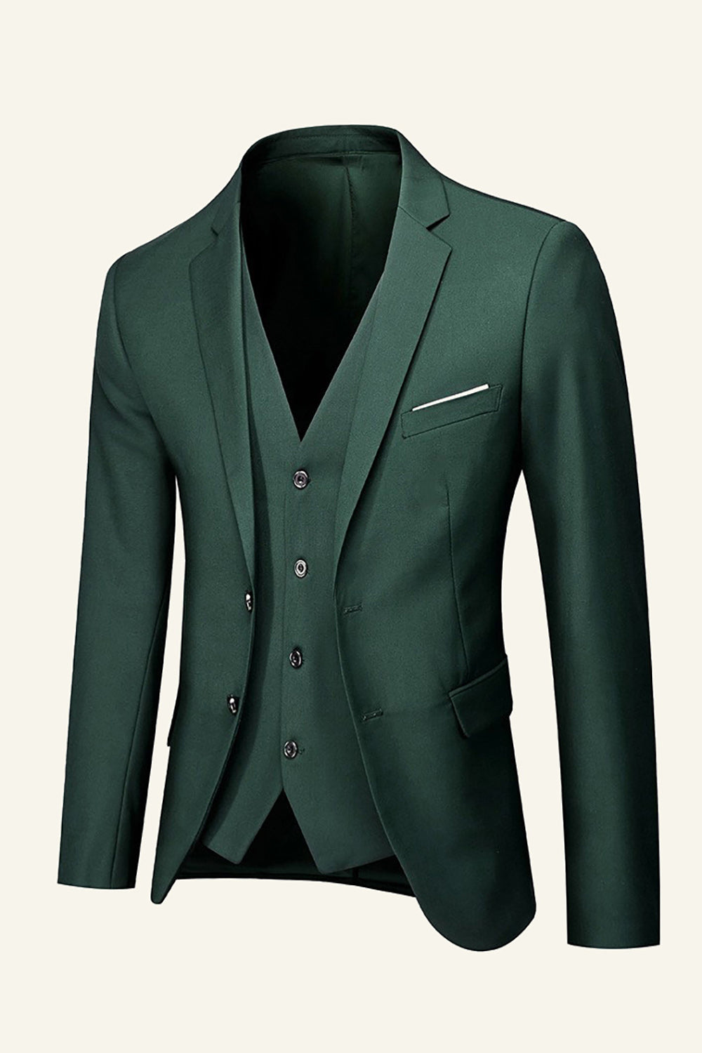 Black Notched Lapel 3 Piece Men's Wedding Suits