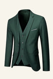 Black Notched Lapel 3 Piece Men's Wedding Suits