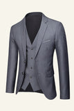 Black Notched Lapel 3 Piece Men's Wedding Suits