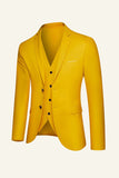 Black Notched Lapel 3 Piece Men's Wedding Suits