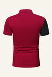Black and Grey Regular Fit Collared Patchwork Men's Polo Shirt