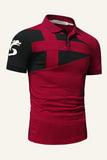 Black and Grey Regular Fit Collared Patchwork Men's Polo Shirt