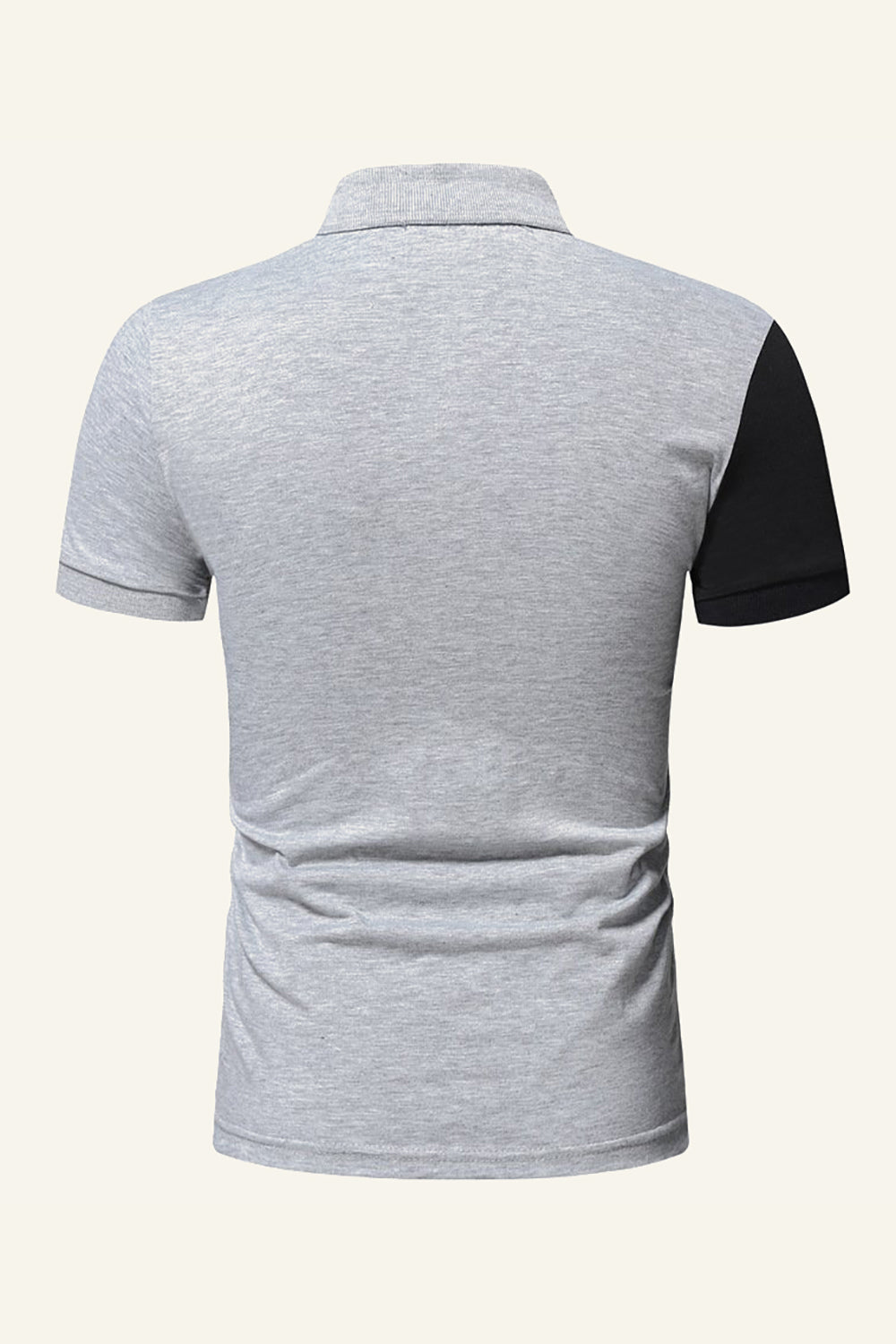 Black and Grey Regular Fit Collared Patchwork Men's Polo Shirt