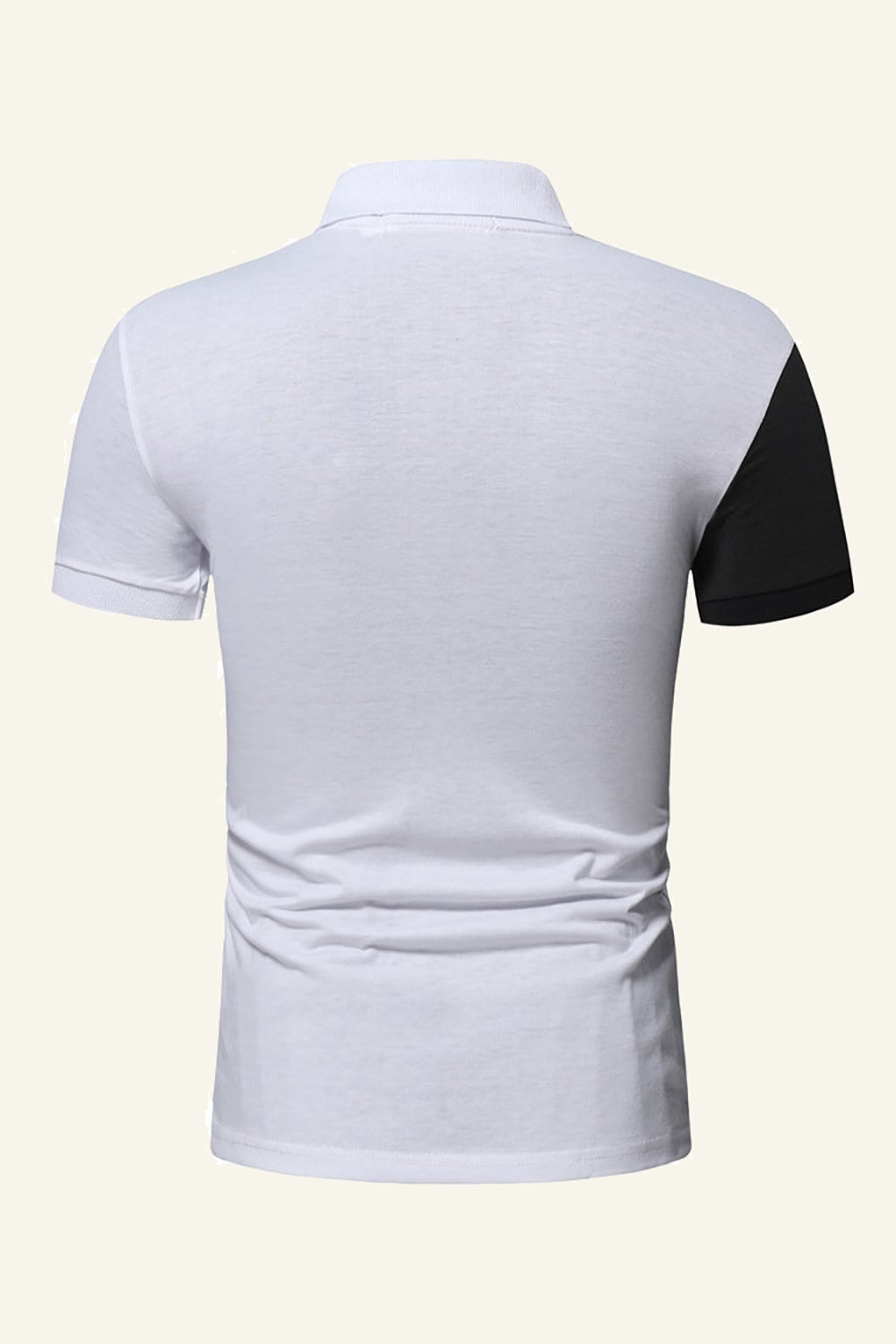Black and Grey Regular Fit Collared Patchwork Men's Polo Shirt