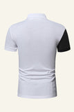Black and Grey Regular Fit Collared Patchwork Men's Polo Shirt