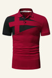 Black and Grey Regular Fit Collared Patchwork Men's Polo Shirt