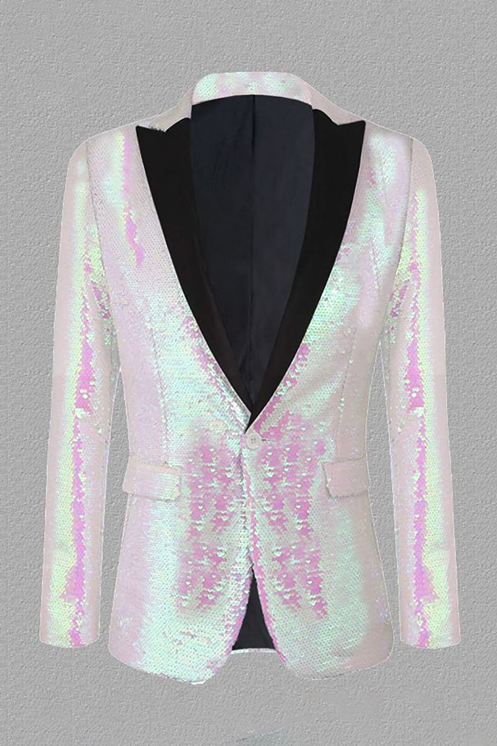Sparkly White Sequins Peak Lapel Men's Ball Blazer