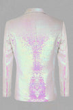 Sparkly White Sequins Peak Lapel Men's Ball Blazer