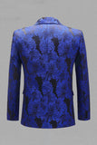 Grey Silver Jacquard Peak Lapel Men's Ball Blazer