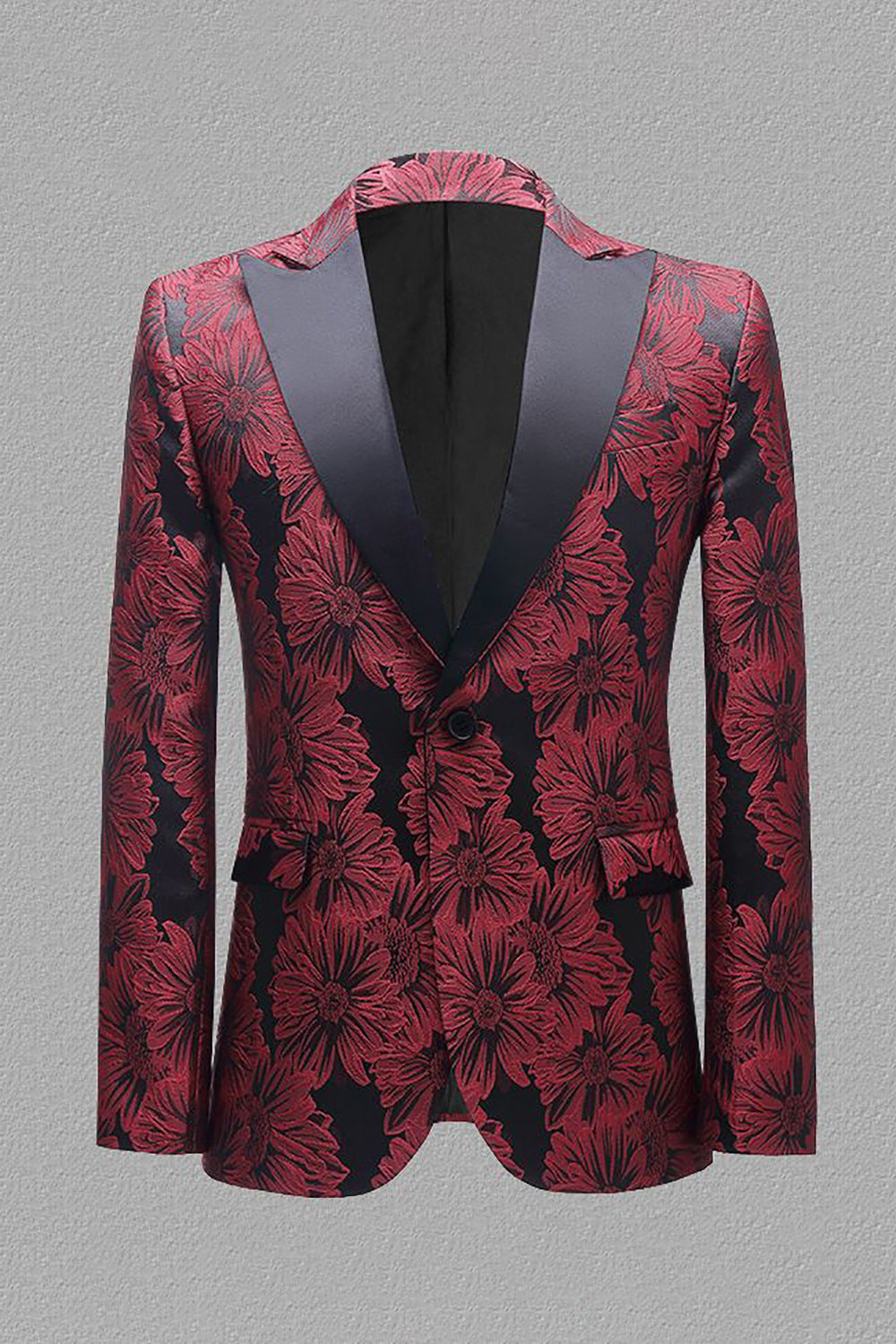 Grey Silver Jacquard Peak Lapel Men's Ball Blazer