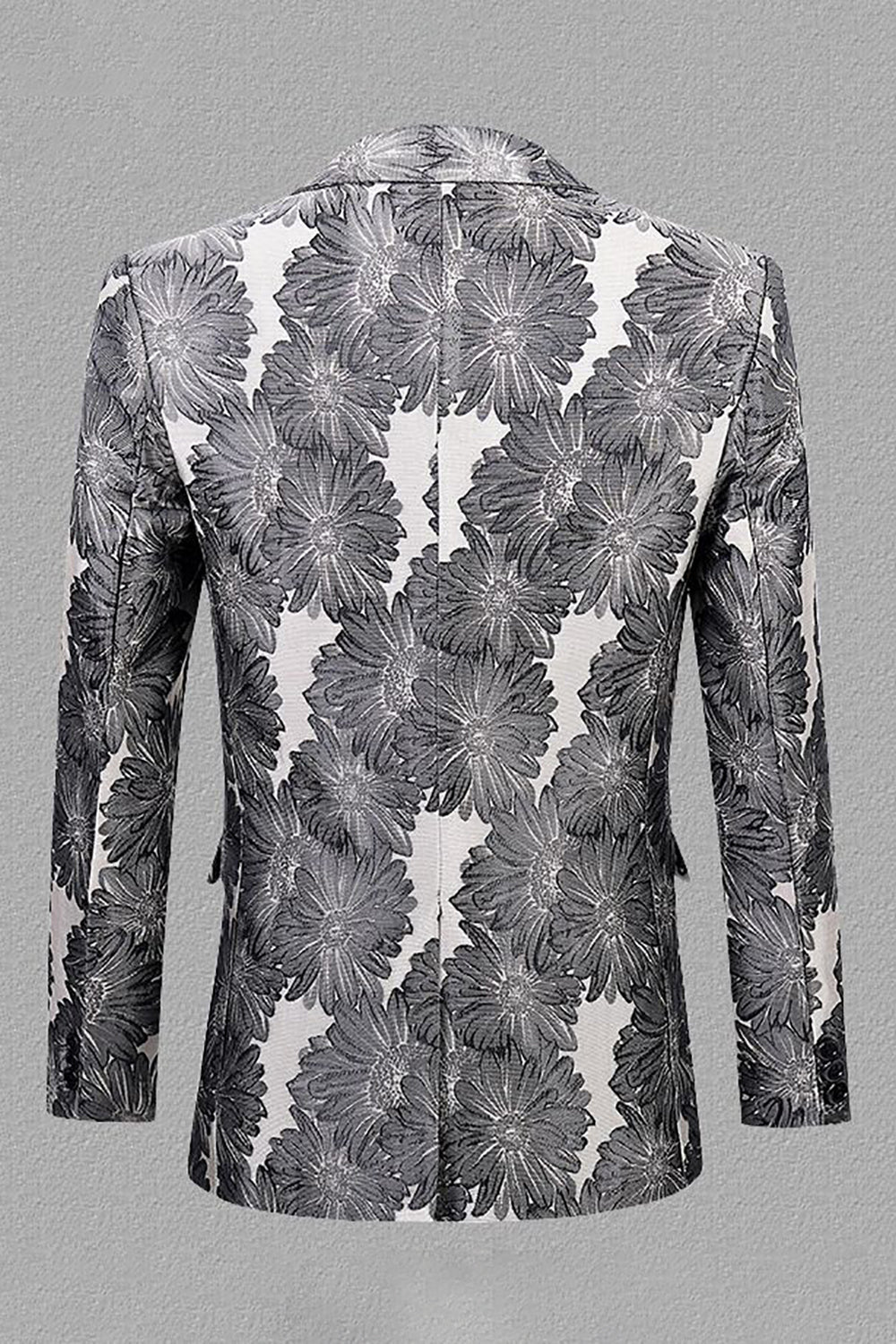 Grey Silver Jacquard Peak Lapel Men's Ball Blazer
