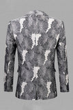 Grey Silver Jacquard Peak Lapel Men's Ball Blazer