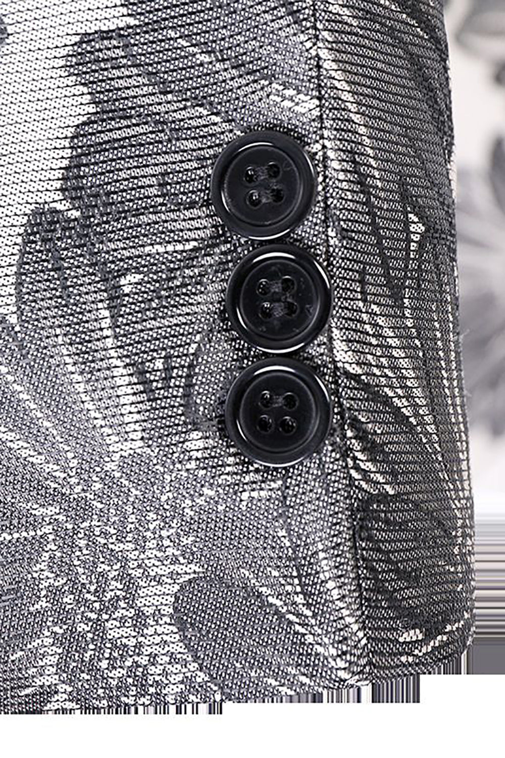 Grey Silver Jacquard Peak Lapel Men's Ball Blazer