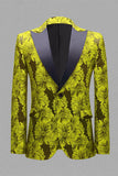 Grey Silver Jacquard Peak Lapel Men's Ball Blazer