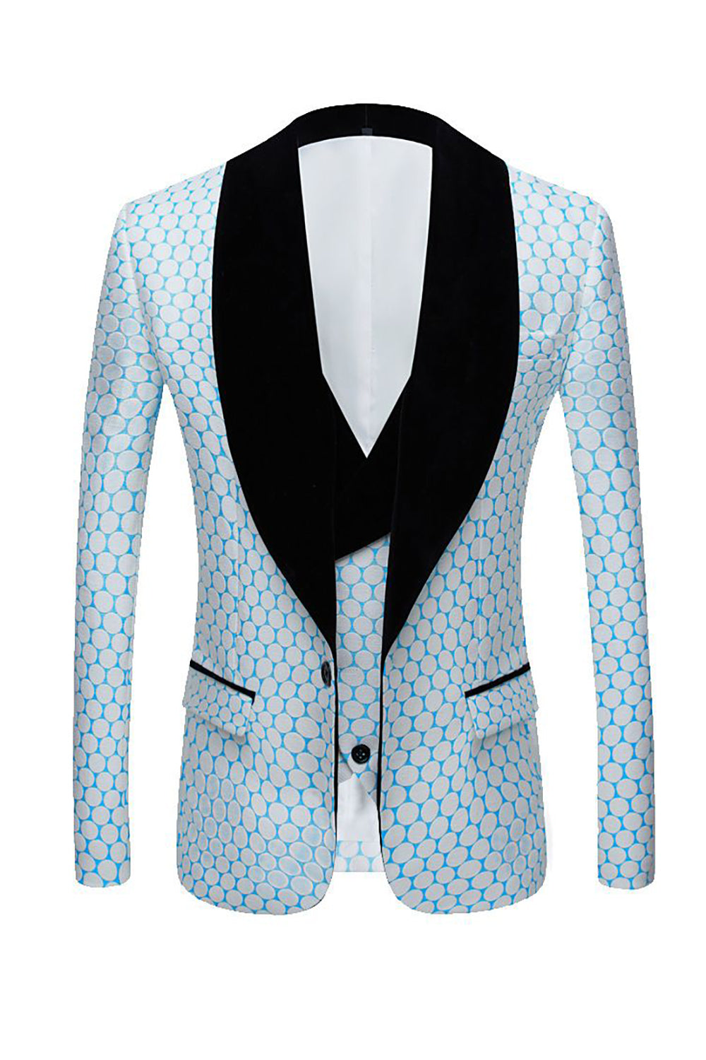 Biege Dots Jacquard 2 Piece Men's Ball Suits