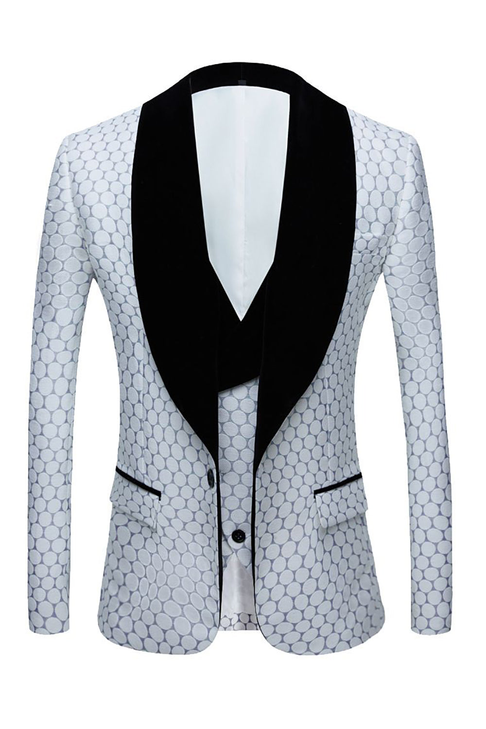 Biege Dots Jacquard 2 Piece Men's Ball Suits