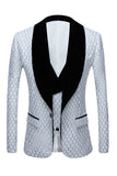 Biege Dots Jacquard 2 Piece Men's Ball Suits