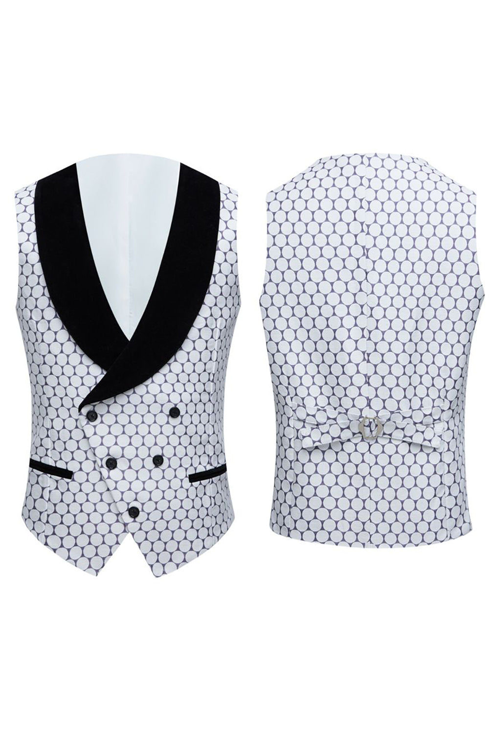 Biege Dots Jacquard 2 Piece Men's Ball Suits