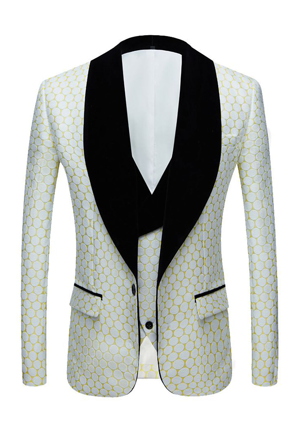 Biege Dots Jacquard 2 Piece Men's Ball Suits