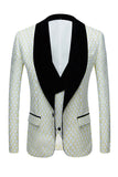 Biege Dots Jacquard 2 Piece Men's Ball Suits