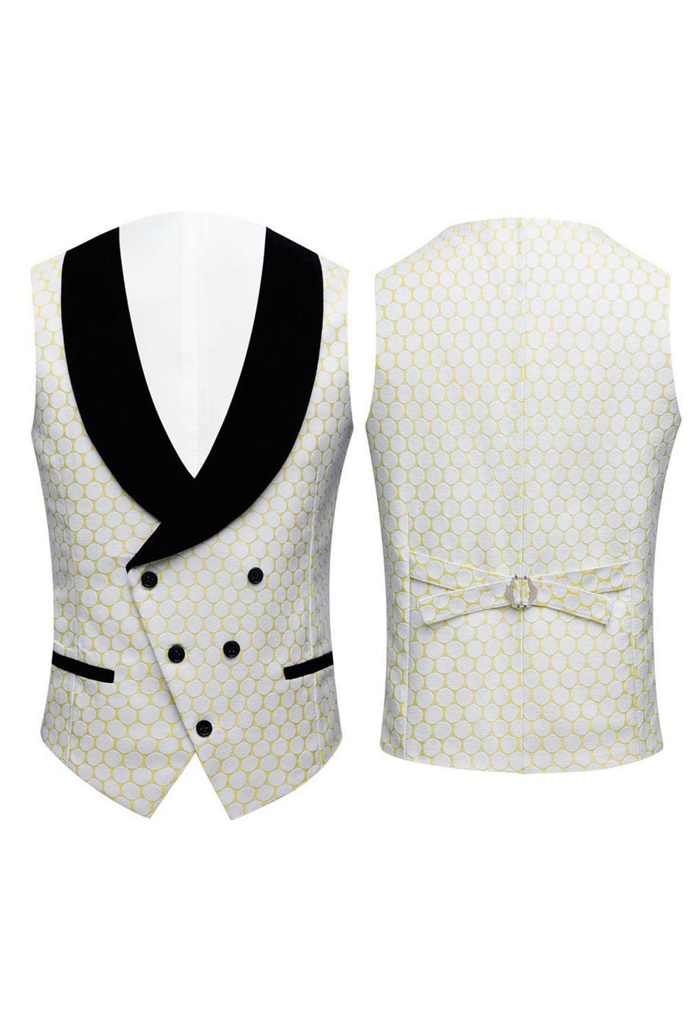 Biege Dots Jacquard 2 Piece Men's Ball Suits