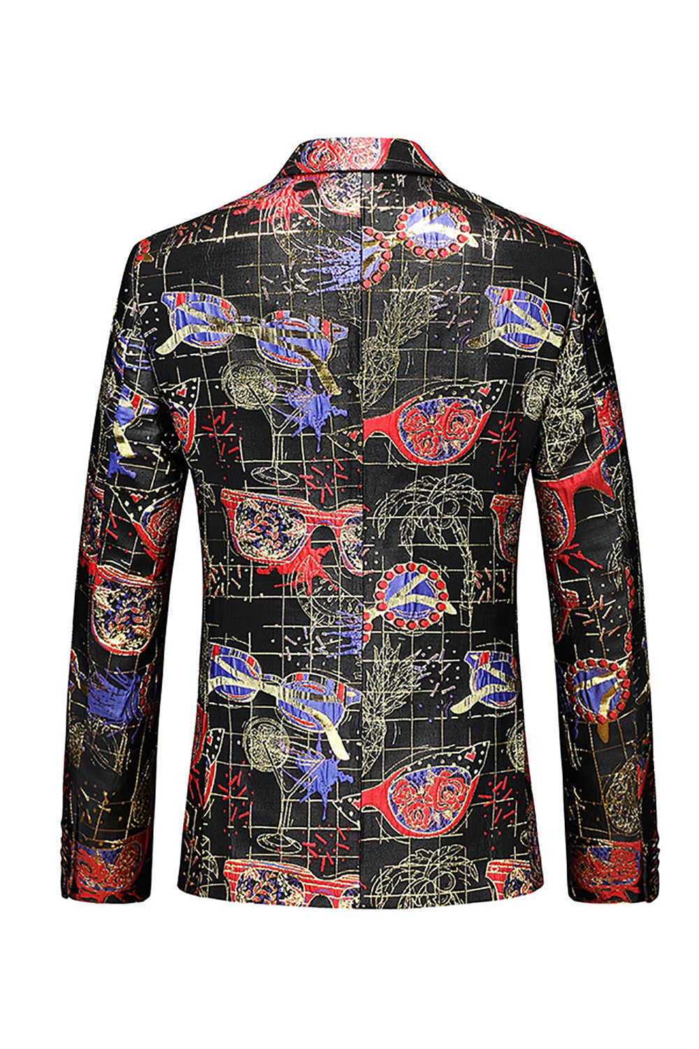 Men's Red Printed Peak Lapel 2-Piece Homecoming Suits
