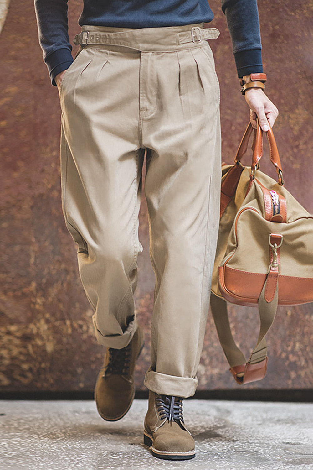 Men's Khaki Relaxed Fit Casual Cargo Pant