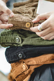 Men's Black Relaxed Fit Elastic Waist Cargo Pant