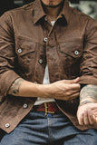Men's Brown Button Down Loose Trucker Jacket