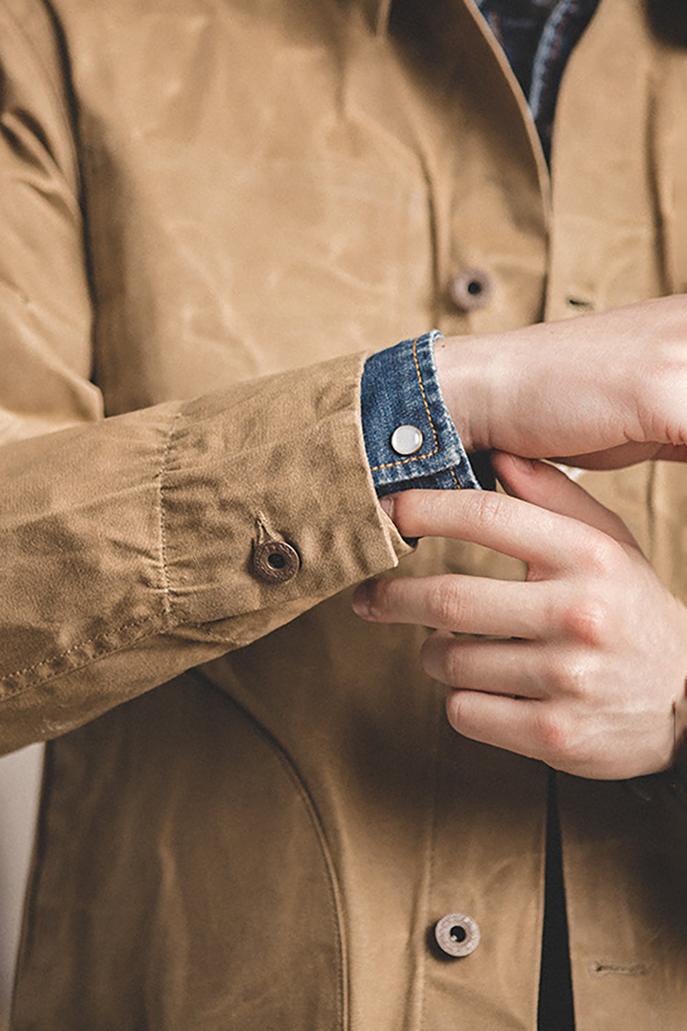 Men's Khaki Button Down Casual Jacket