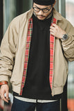 Men's Light Khaki Zip Casual Bomber Jackets