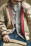 Men's Light Khaki Zip Casual Bomber Jackets
