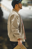 Men's Light Khaki Zip Casual Bomber Jackets