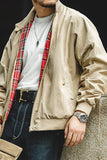 Men's Light Khaki Zip Casual Bomber Jackets