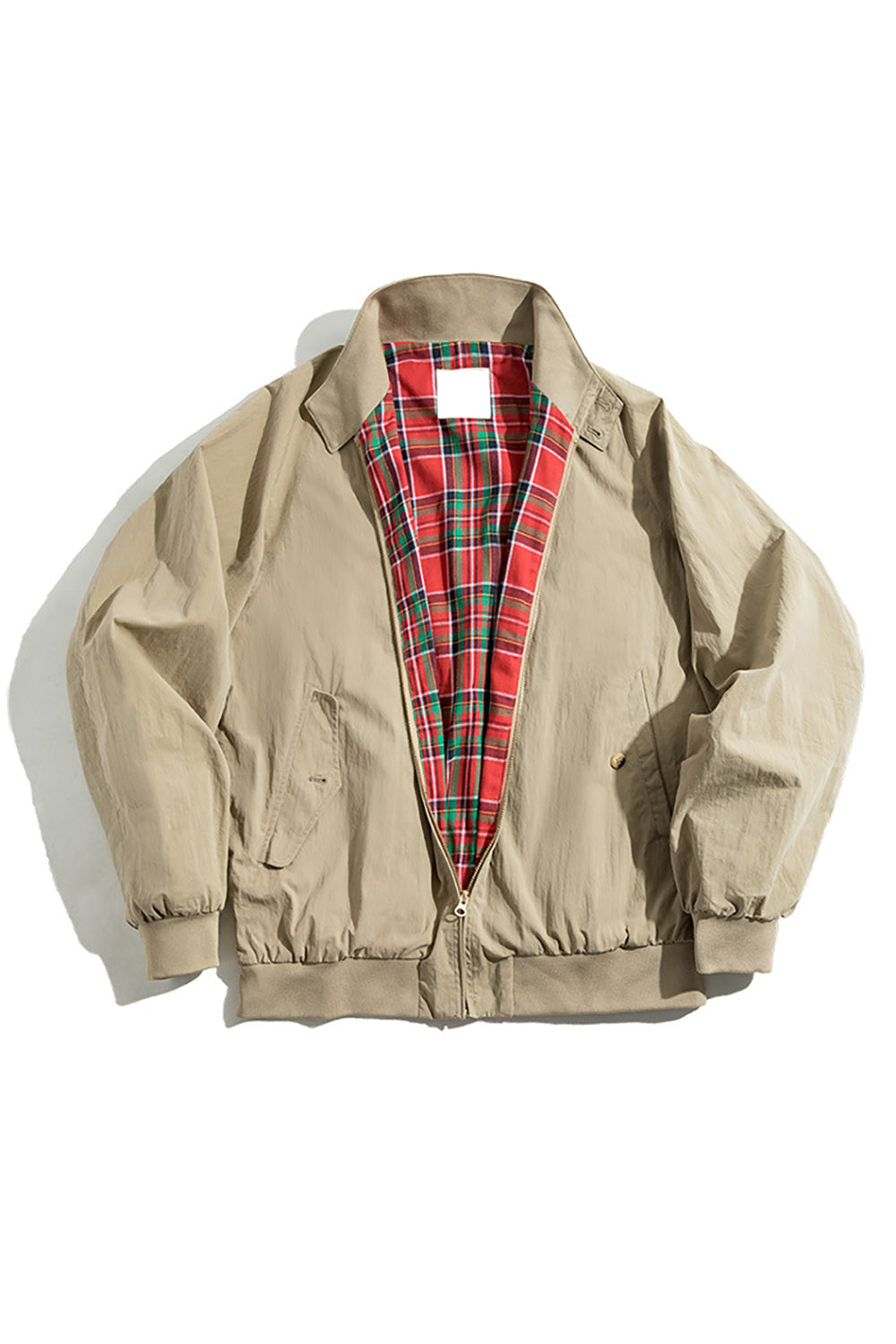 Men's Light Khaki Zip Casual Bomber Jackets
