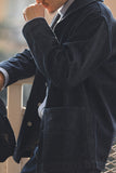 Men's Dark Blue Button Down Denim Jacket