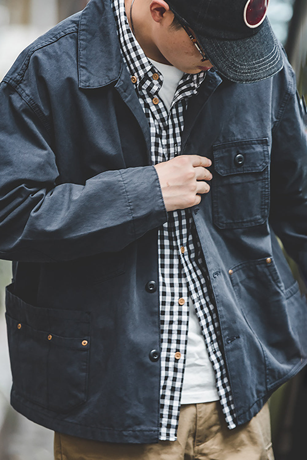 Men's Denim Blue Button Down Casual Shirt Jacket