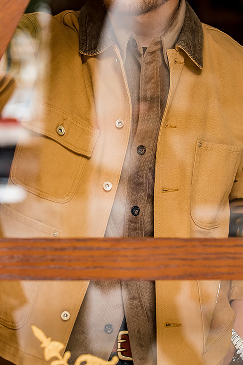 Men's Turmeric Button Down Loose Trucker Jacket