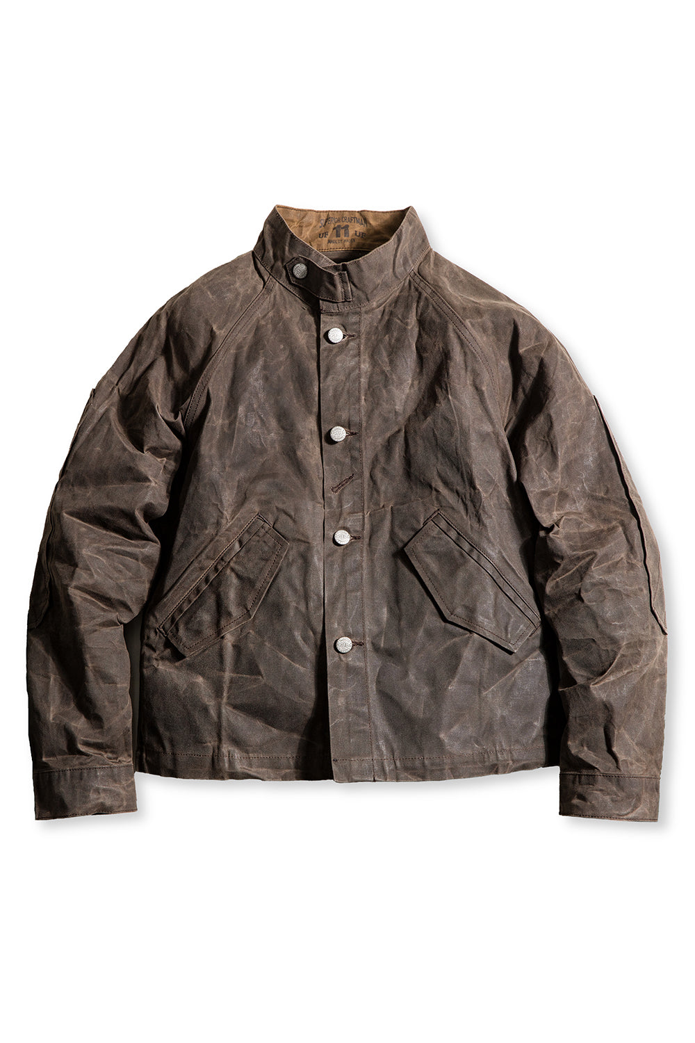 Men's Dark Brown Button Down Stand Collar Jacket