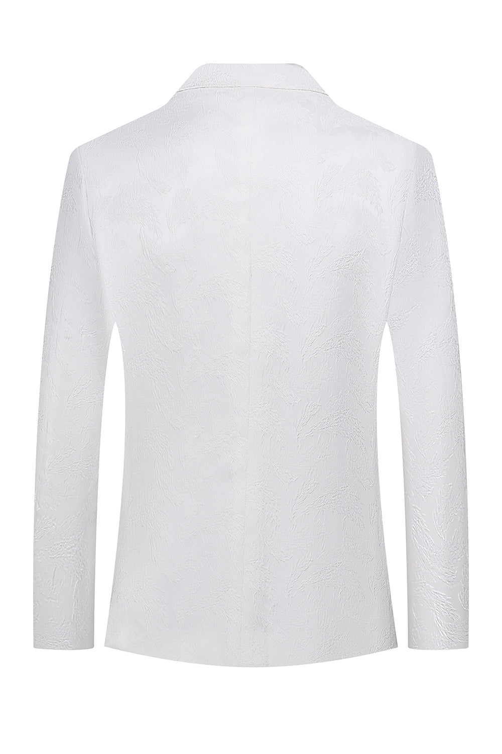 White Jacquard Double Breasted 2 Piece Men's Suits