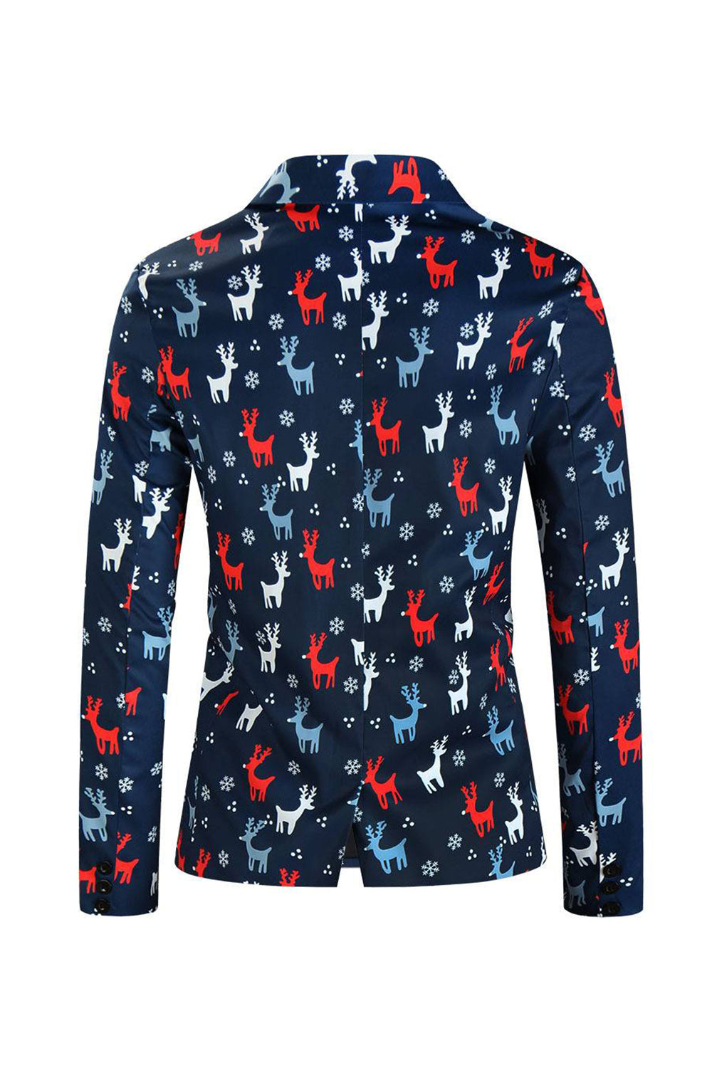 Notched Lapel One Button Elk Dark Blue Christmas Men's Suits