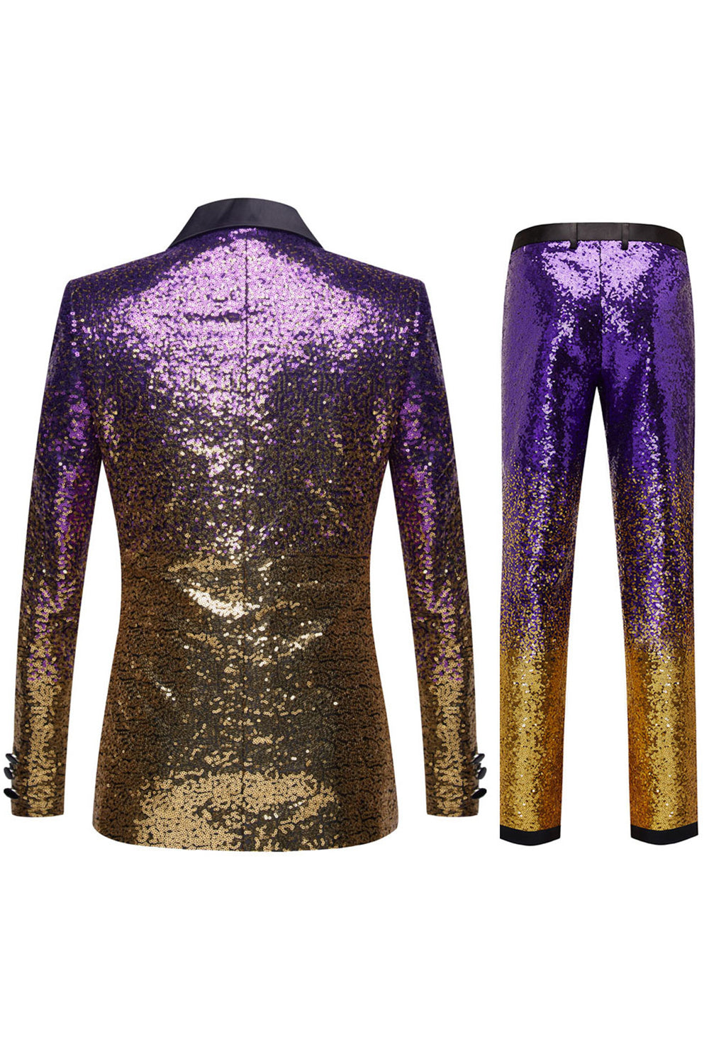 Ombre Sequins Purple Men's 2 Piece Slim Fit Notched Lapel Homecoming Suits