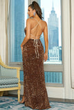 Light Pink Halter Neck Sequined Mermaid Ball Dress